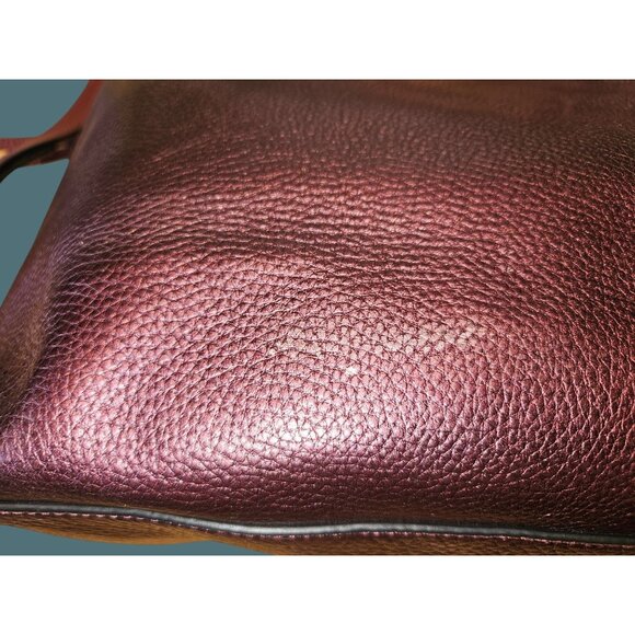 Coach Marlon Pebble Leather Metallic Wine Hobo Shoulder Crossbody Bag - Picture 14 of 16